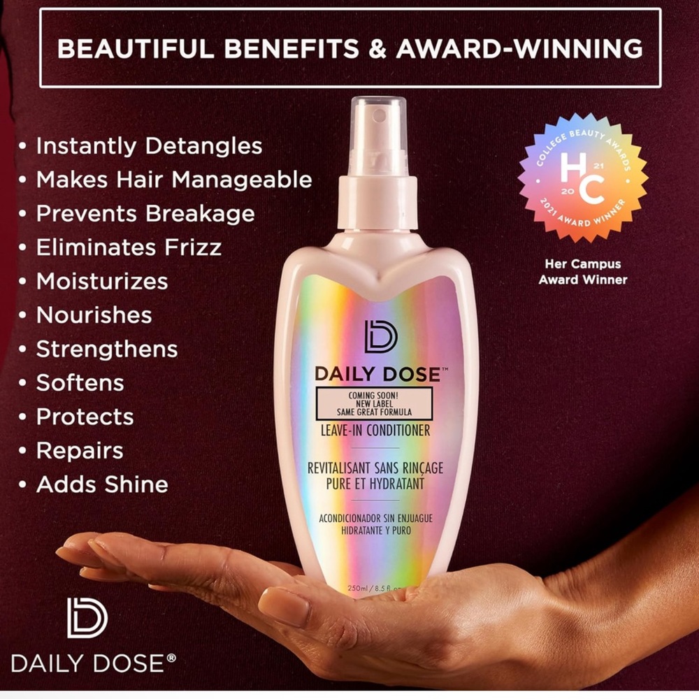 DAILY DOSE Leave-In Hair Conditioner Detangler Spray (Award Winning) 8.5oz,